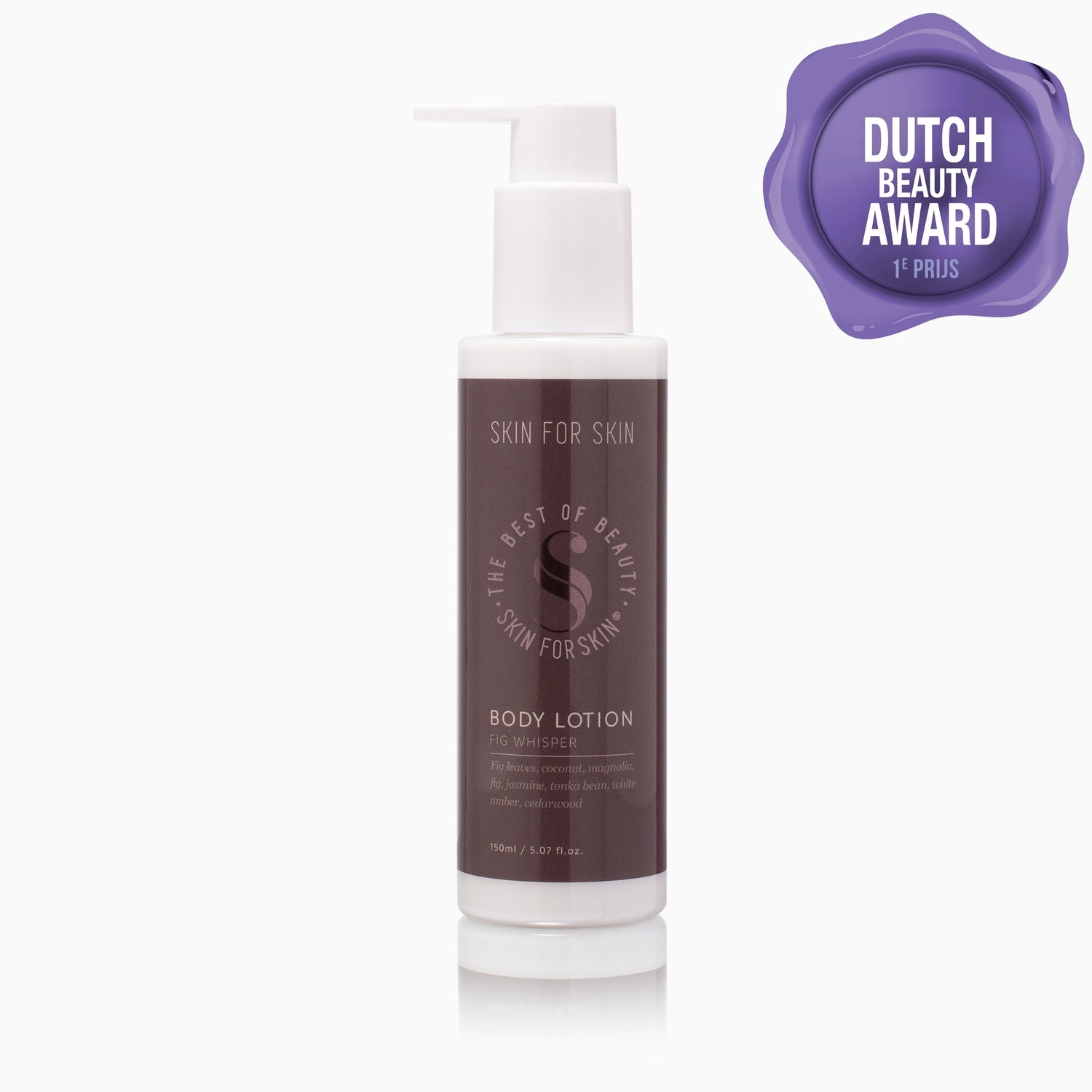 Award-winning Fig Whisper body lotion by Skin for Skin with Dutch Beauty Award 2025/2026 1st place.