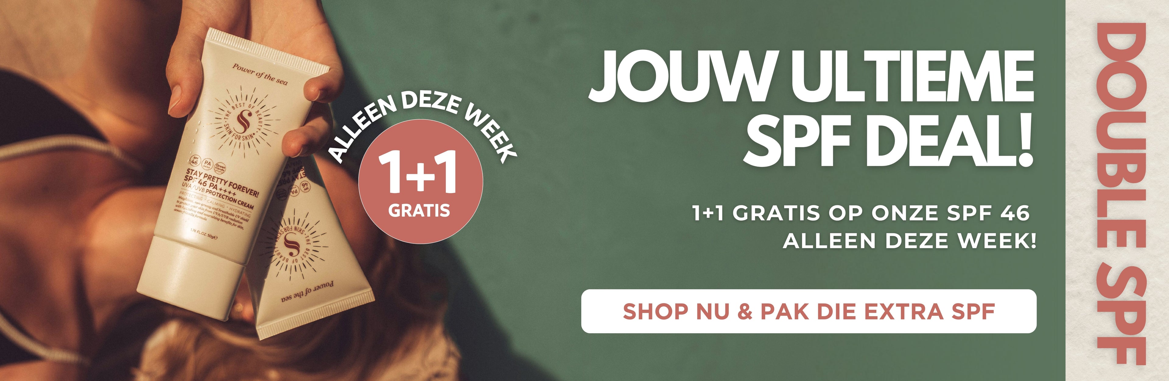 SPF actie banner 1+1 gratis