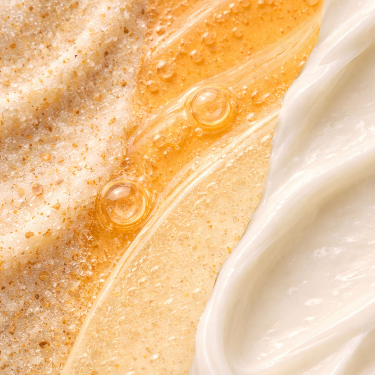 Textuur van haarverzorging producten zoals scrub, shampoos en conditioner van Skin for Skin