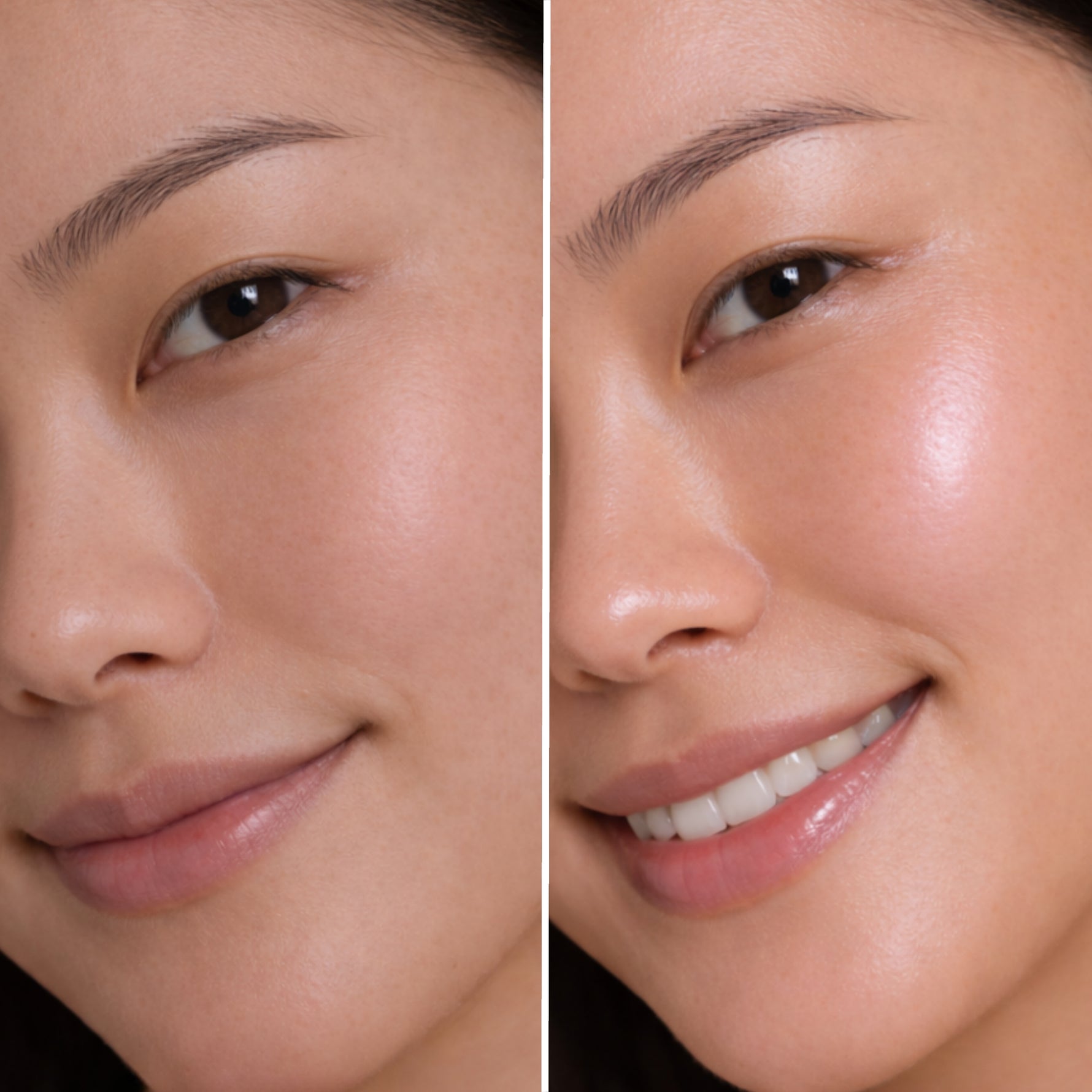 Voor en na beeld van de huid na gebruik van de Boost It Up serumcapsules