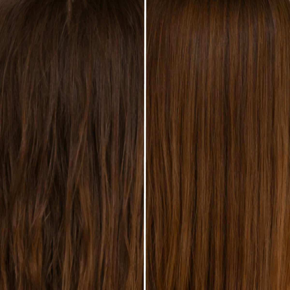 Voor en na beeld van het haar na gebruik van de Get Clean With Me shampoo