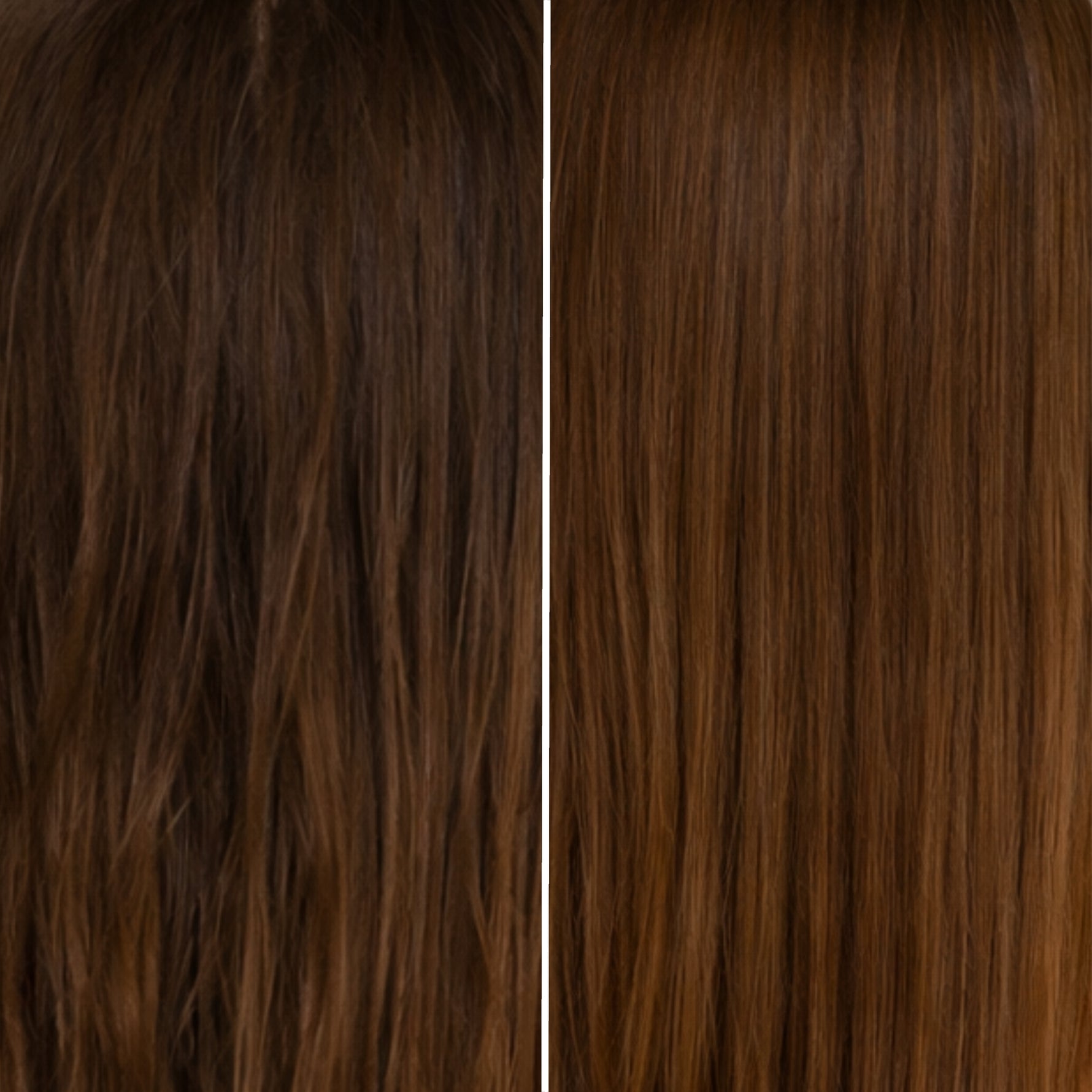 Voor en na beeld van het haar na gebruik van de Get Clean With Me shampoo