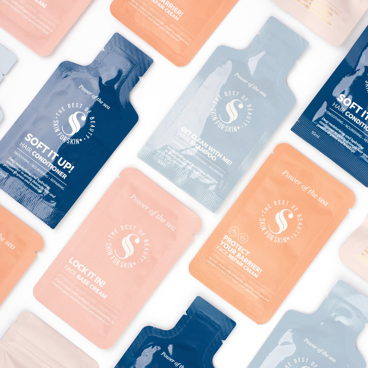 Overzicht van de verschillende samples in de Skin for Skin Sample Set