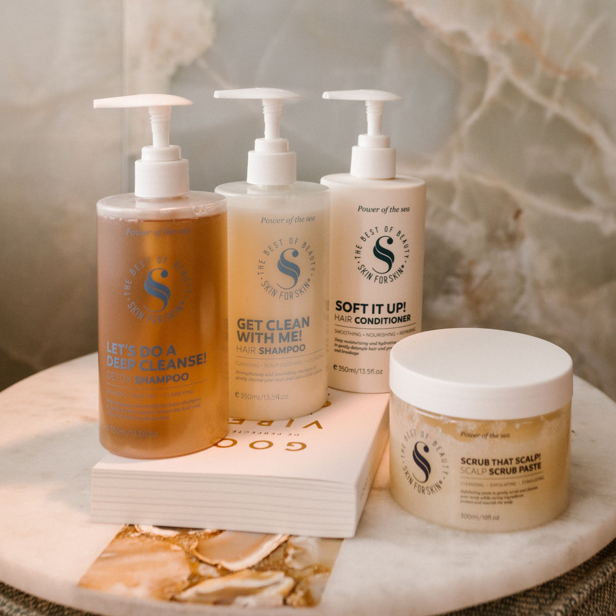 Haarverzorging producten van Skin for Skin met shampoo, conditioner en scalp scrub